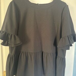Kate spade peplum Black Ruffle Sleeve Top